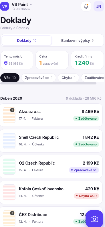 Přehled dokladů