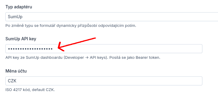 Vytvořte nový SumUp import