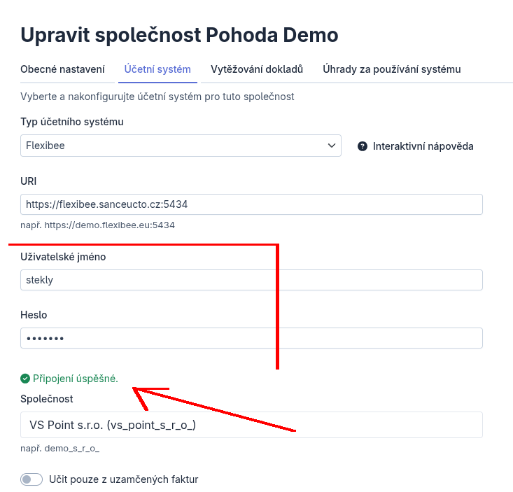 Vložte přihlašovací údaje
